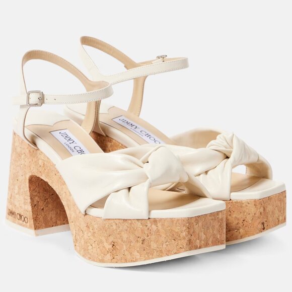 Jimmy Choo Heloise 95 leather platform sandals, Size 37, New in Box - Picture 1 of 16